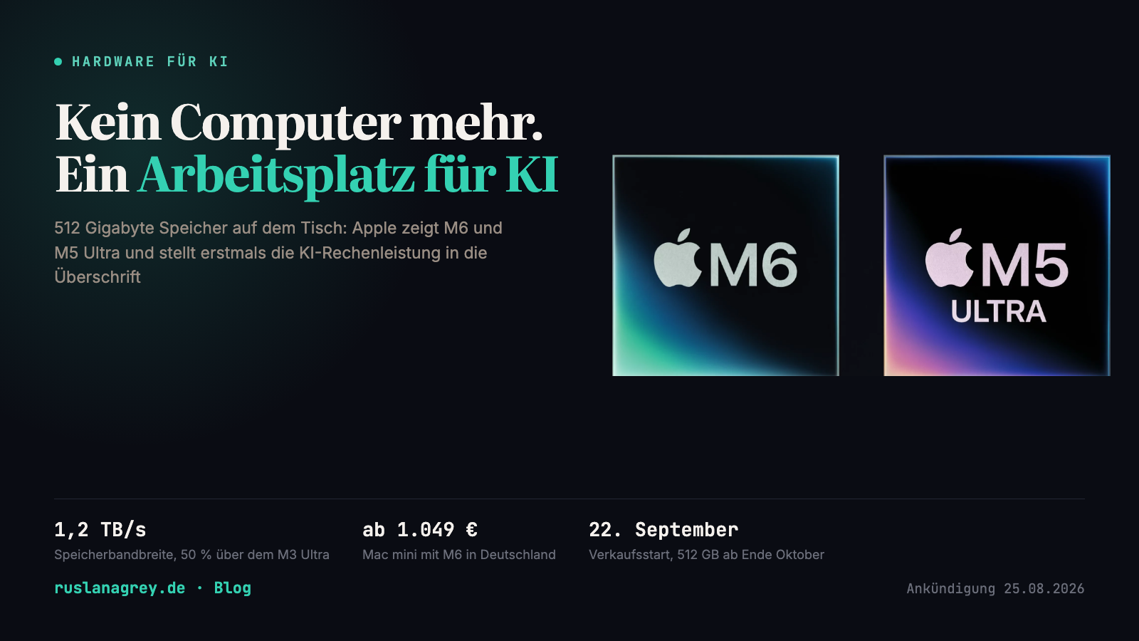 Apple M6 und M5 Ultra: wie viel Speicher ein KI-Modell auf dem eigenen Rechner braucht